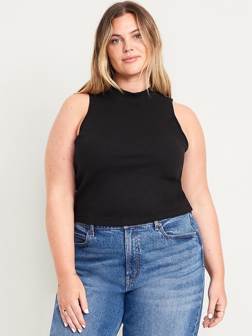 Old Navy Mock Neck Black Ribbed Tank Top Women’s Plus 3x Capsule Classic Chic